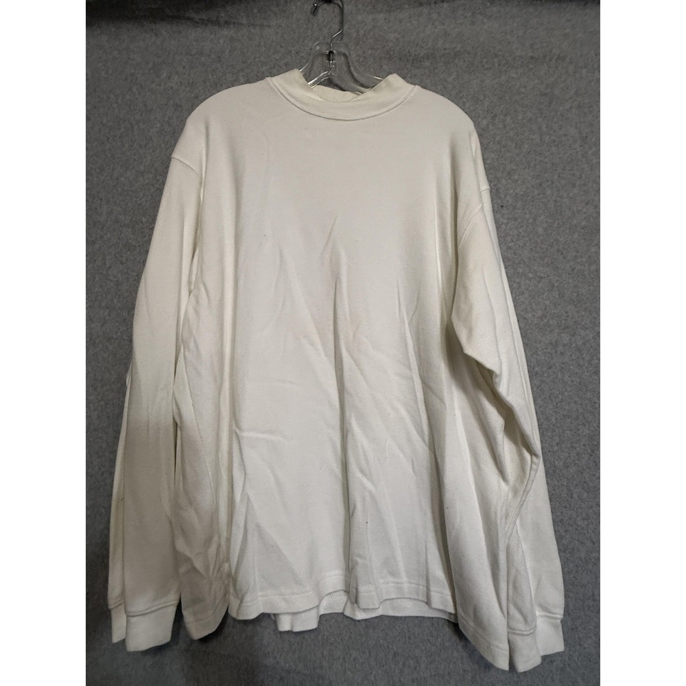 Puritan Shirt Mens XL White Solid Long Sleeve Tagless 100% Cotton Crewneck‎ Tee